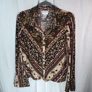 Worthington womens long-sleeved buttondown top size Large in brown